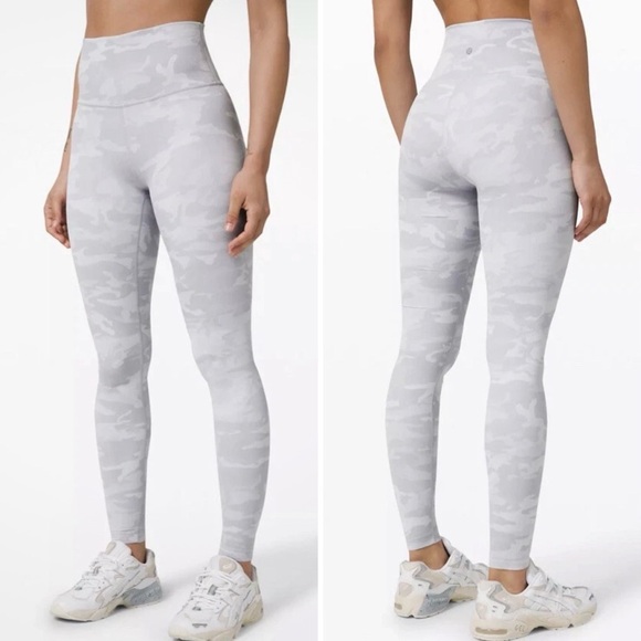 lululemon athletica Pants - 🚀Lululemon Athletica Light Gray Camo Leggings size 4 GUC